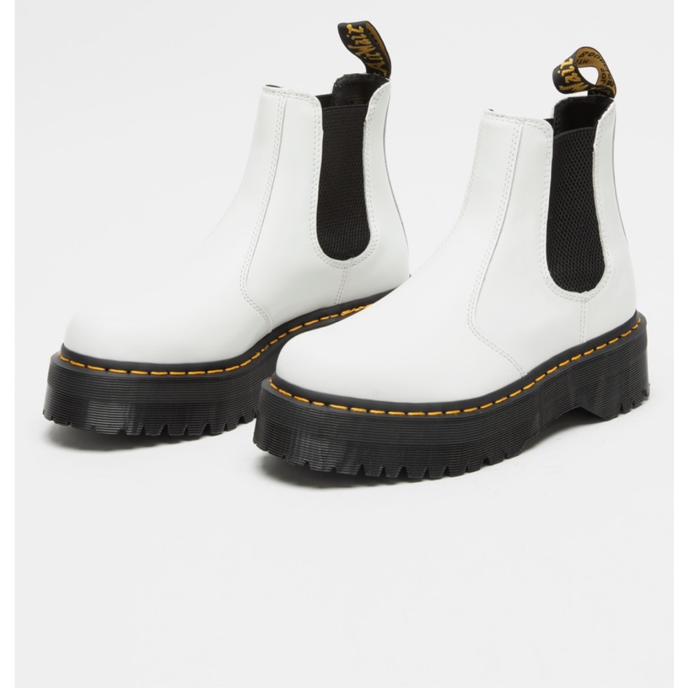 Doc martens quad platform boots in white - size 6